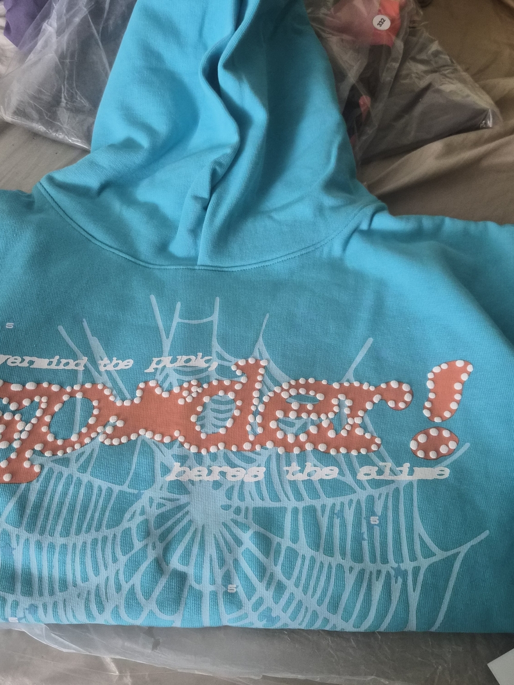 Sp5der Punk V2 Cyan Hoodie Sweatshirt
